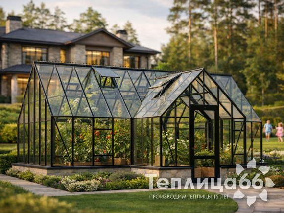 Теплица botanik T Style 45 Maximum с тамбуром Standard под стекло, ширина 3,6 м. (калькулятор)